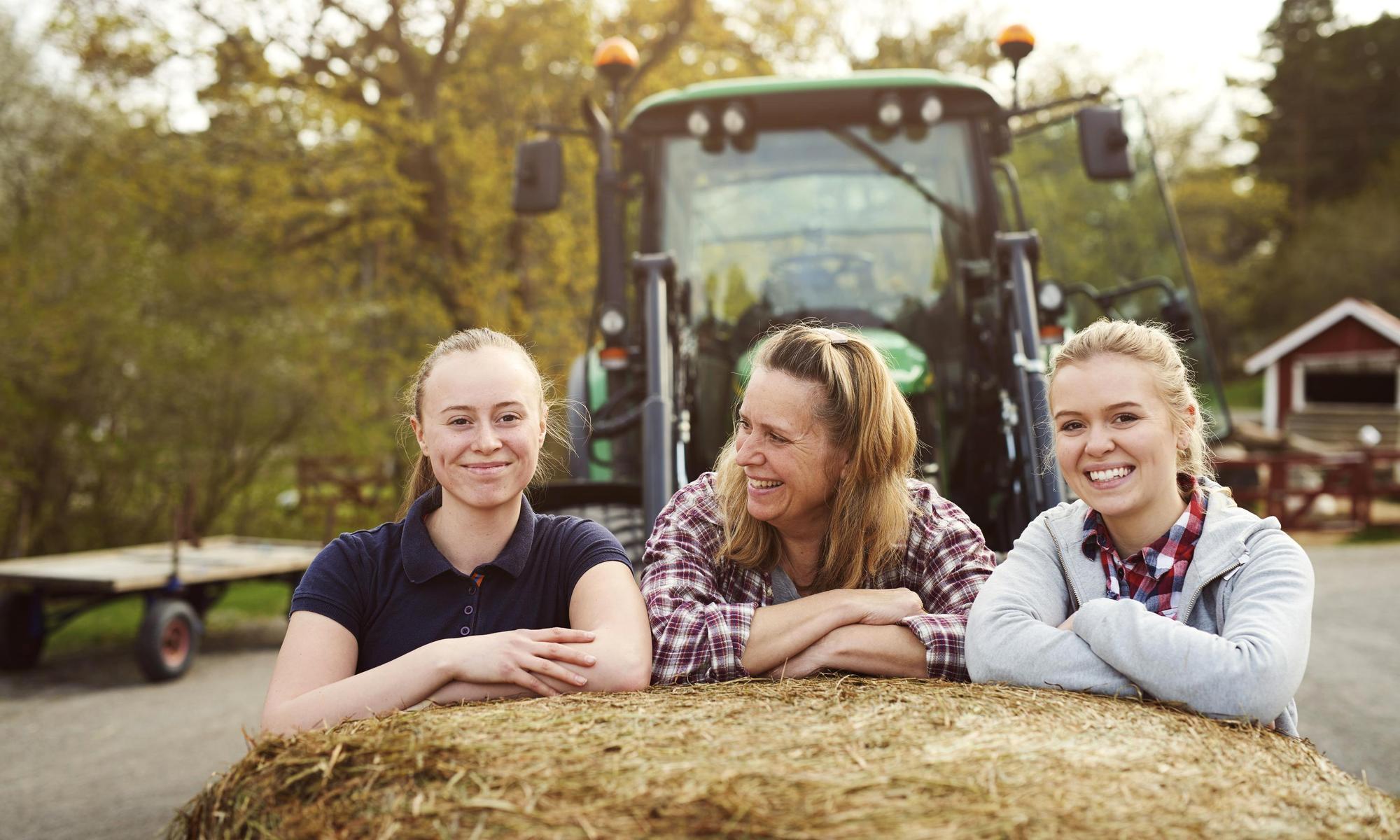 Three women on a farm