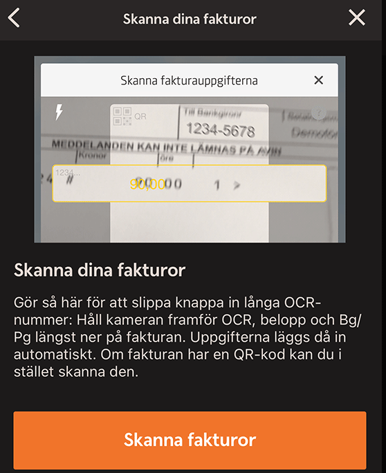 Skanna dina fakturor i appen